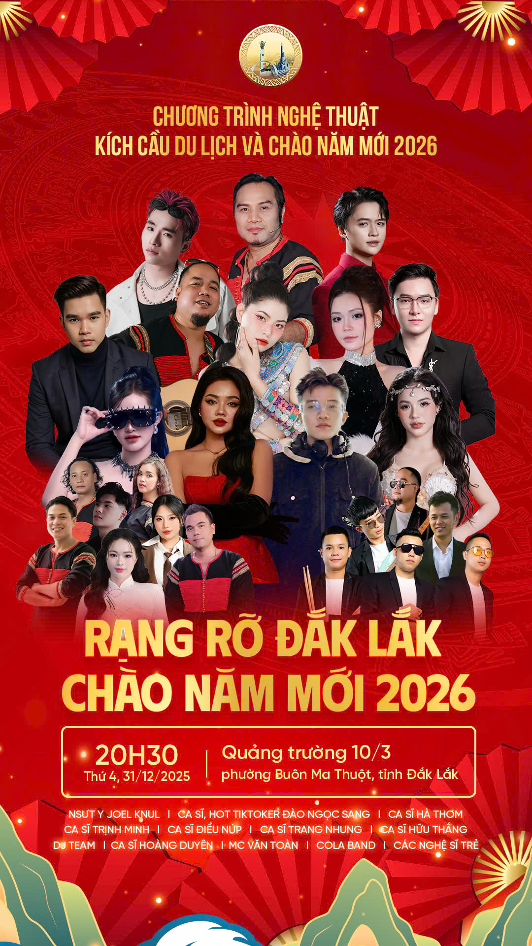 Thông cáo báo chí  Về việc tổ chức Chương trình nghệ thuật kích cầu du lịch và Chào năm mới 2026  Chủ đề: “Rạng rỡ Đắk Lắk - Chào năm mới 2026”